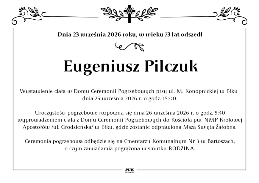 Eugeniusz Pilczuk - nekrolog